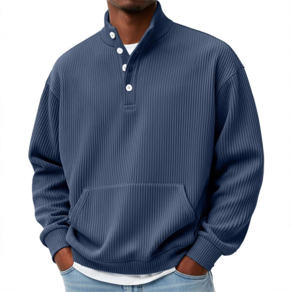 526b80c7-bb67-4d5e-a89e-381b4e7df725.jpg Mens Solid-Color Turtleneck Casual Long-Sleeve Polo Sweatshirt With Pockets For Men Spring Autumn Clothing Loose Button Polo Collar Tees Tops Man Outwear