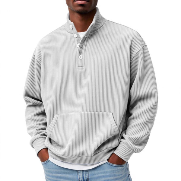 7a6bef7c-ed2d-4e4b-96fd-bb513400f74f.jpg Mens Solid-Color Turtleneck Casual Long-Sleeve Polo Sweatshirt With Pockets For Men Spring Autumn Clothing Loose Button Polo Collar Tees Tops Man Outwear