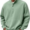 8100a87a-216a-4938-849f-85b2eea271c8.jpg Mens Solid-Color Turtleneck Casual Long-Sleeve Polo Sweatshirt With Pockets For Men Spring Autumn Clothing Loose Button Polo Collar Tees Tops Man Outwear