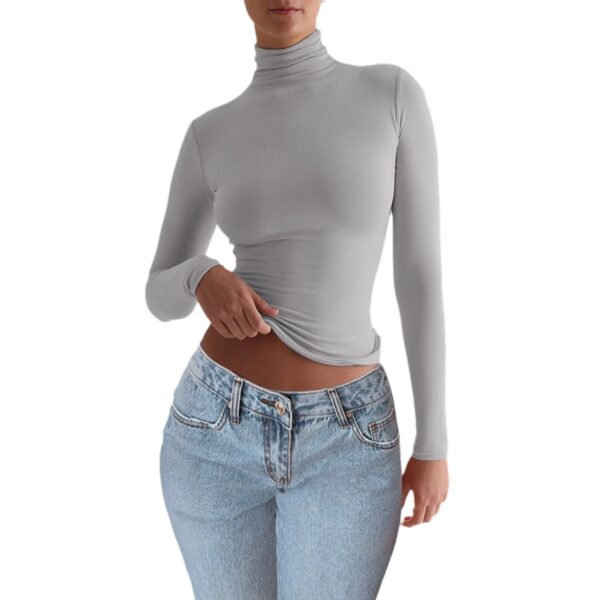 8cda860f-4089-417a-bf63-580b5f348945.jpg Y2K Slim Turtleneck T-shirt Fashion Casual Long-sleeved Pullover Tight Top Women's Clothing