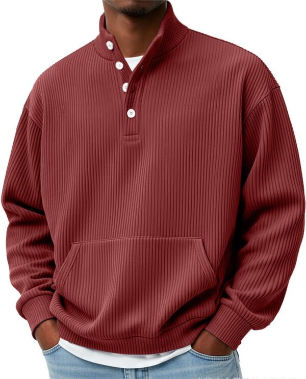 a9b45e6c-570e-4706-8076-8fb2cfeb0de0.jpg Mens Solid-Color Turtleneck Casual Long-Sleeve Polo Sweatshirt With Pockets For Men Spring Autumn Clothing Loose Button Polo Collar Tees Tops Man Outwear